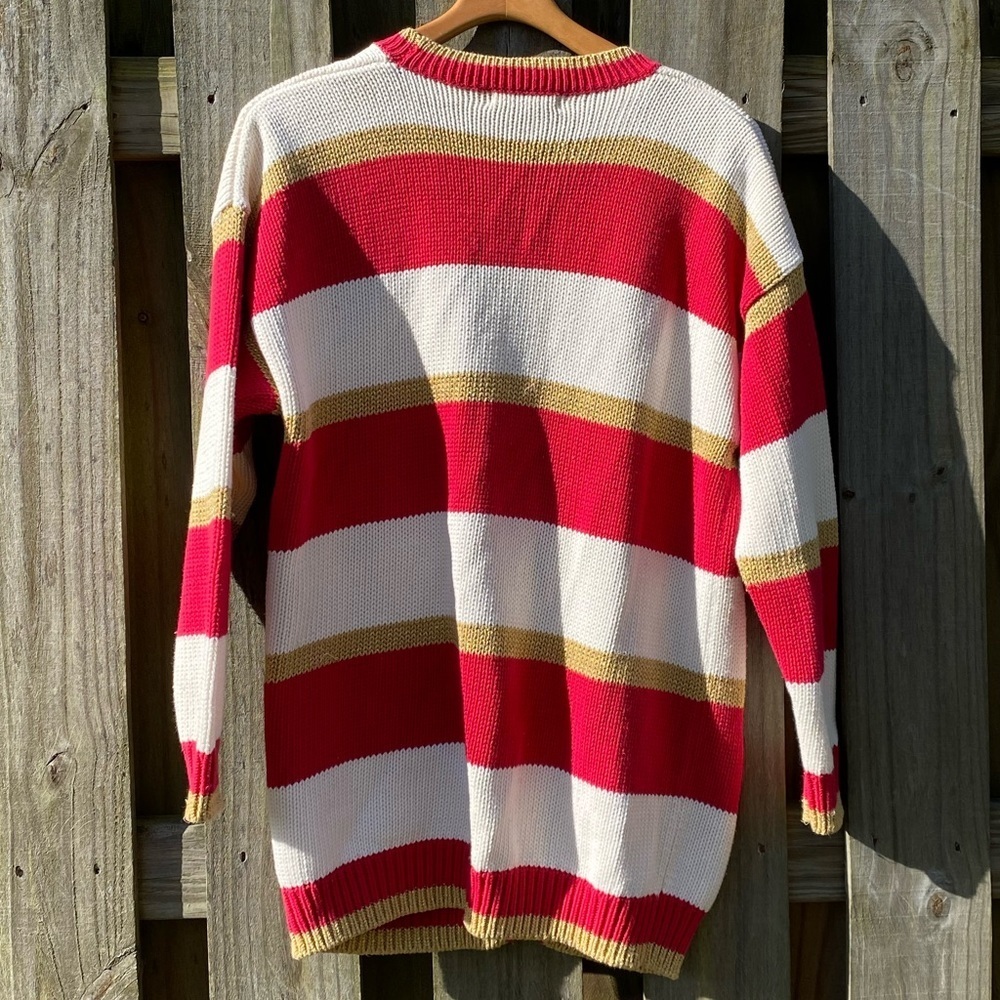 ClaudeZ Vintage Red White Gold Oversized Boyfriend Cardigan⚓️🛥⛵️ - Picture 5 of 5